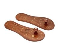 Handcrafted Wooden Khadau Sandals, Traditional Indian Design, Mandir Puja, Decorative Carved Footwear