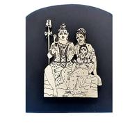Handcrafted Wooden Lord Shiva Parvati Ganesh Family Statue Self Standing Murti | Lord Shiva Family Statue for car Dashboard Decorative Showpiece for Living Room. (L*B*H-7.5 x 1.5 x 7.5 cm)