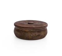 Handcrafted Wooden Mexican Tortilla Warmer Basket Indian Chapati Roti Bread Holder Box Pancake Keeper Serveware Hot Pot Casserole Dish With Lid Home Kitchen Dining Decor, Natural Brown, 22 x 8 cms