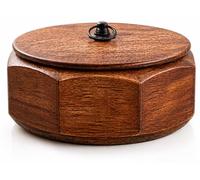 Handcrafted Wooden Mexican Tortilla Warmer Basket Indian Chapati Roti Bread Holder Box Pancake Keeper Serveware Hot Pot Casserole Dish with Lid Home Kitchen Dining Decor, Natural Brown, 23 x 9 cms
