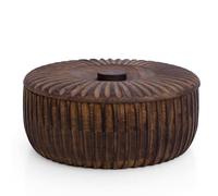 Handcrafted Wooden Mexican Tortilla Warmer Basket Indian Chapati Roti Bread Holder Box Pancake Keeper Serveware Hot Pot Casserole Dish With Lid Home Kitchen Dining Decor, Natural Brown, 22 x 8 cms