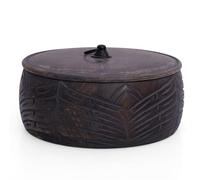 Handcrafted Wooden Mexican Tortilla Warmer Basket Indian Chapati Roti Bread Holder Box Pancake Keeper Serveware Hot Pot Casserole Dish With Lid Home Kitchen Dining Decor, Natural Brown, 23 x 9 cms