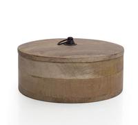 Handcrafted Wooden Mexican Tortilla Warmer Basket Indian Chapati Roti Bread Holder Box Pancake Keeper Serveware Hot Pot Casserole Dish With Lid Home Kitchen Dining Decor, Natural Brown, 22 x 8 cms