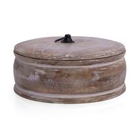 Handcrafted Wooden Mexican Tortilla Warmer Basket Indian Chapati Roti Bread Holder Box Pancake Keeper Serveware Hot Pot Casserole Dish With Lid Home Kitchen Dining Decor, Natural Brown, 22 x 8 cms