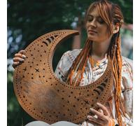 Handcrafted Wooden Ocean Disk, Crescent Moon Shape, Natural Wood Colour, 20 Inch, Sound Healing Meditation Instrument with Ocean Wave Sound Effects, Great for Women, With a Soft Protecting Bag