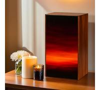 Handcrafted Wooden Ocean Wave Urn for Human Ashes - Epoxy Resin Memorial Urn for Adult Men & Women - Funeral Urn Box - Wooden Cremation Urns (Tranquil Sunset Urn, (Small - 8" Hx4.75 W (115 Cu/in))