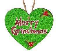 Handcrafted Wooden Plaque - 3 Size 10cm 15cm 23cm Decoration for Christmas, Christmas Festive Decor & Gift (Grinchmas Green) (Small: 10 cm (H) × 9 cm (W))