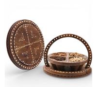 Handcrafted Wooden Serving Tray with Handle - 4 Section Heart Design Snack & Dry Fruit Platter for Home & Gifting