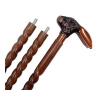 Handcrafted Wooden Walking Cane with Rabbit Head Handle - Detachable, Brown Spiral Carved Stick for Men & Women, Elegant Collector’s Gift