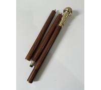 Handcrafted Wooden Walking Stick with Brass Handle, Decorative Compass Design, 3-Piece Collapsible