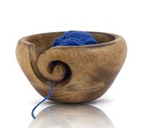 Handcrafted Wooden Yarn Knitting Crochet Bowl Holder For Skien Yarn Balls Decorative Storage Organizer Crocheting Needlework Knitting Accessories Kit Supplies Sturdy Non Slip Gifts For Mother Her