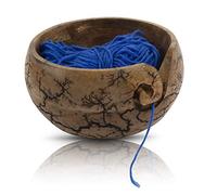 Handcrafted Wooden Yarn Knitting Crochet Bowl Holder For Skien Yarn Balls Decorative Storage Organizer Crocheting Needlework Knitting Accessories Kit Supplies Sturdy Non Slip Gifts For Mother Her