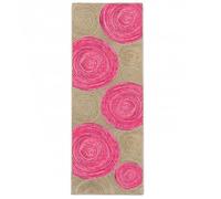 Handcrafted Woven Jute Runner Rug 2.6x12 Rustic Vintage Braided Area Rug Thick 0.27" Geometric Pink Chindi Rugs for Hallway Entryway Kitchen Narrow Space Bedside Home Décor