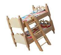 Handcrafts Miniature Wooden Bunk Bed Model Figurine for Doll House Decoration Craft Model Project Setting Furniture Miniature Bunk Bed for Doll House