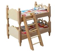 Handcrafts Miniature Wooden Bunk Bed Model Figurine for Doll House Decoration Craft Model Project Setting Furniture Doll House Furniture