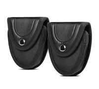 Handcuff Holder，Police Handcuffs Law Enforcement Accessories with Belt Loop， Handcuff Case Hand Cuff Pouch with Copper Snap Flap Top. … (Black, Two Pack)