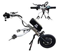Handcycle Wheelchair Attachment, 17ah 48V Battery Range 65km, 3 Speeds Pull Device, 12" Wheels/LCD Display Electric Wheelchair Conversion,A
