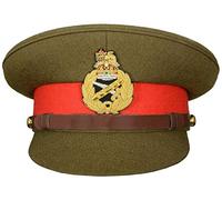 handembroideryuk British Officer's Service Dress Cap - Military Peaked Hat with Gold Embroidered Crown | Formal Uniform Cap for Army, Navy, or Theatre Wear