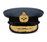 handembroideryuk RAF Air Vice Marshal Dress Cap - Royal Air Force Peaked Parade Hat with Crown & Eagle Badge | Military Officer Headgear with Embroidered Peak & Chin Strap