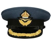 handembroideryuk RAF Group Captain Dress Cap - Royal Air Force Peaked Hat with Crown & Eagle Badge | Military Parade Headgear with Embroidered Peak & Chin Strap