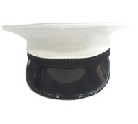 handembroideryuk Royal Navy Officer Cap - Class 1 & 3 White Peaked Dress Hat | British Naval Uniform Headgear with Gloss Visor