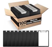 Handepo 100 Pack Black Plastic Clipboards, 12.5 x 9 Inch Letter Size, Low Profile Clip, Bulk Clipboards for Classroom, Office, Restaurant, Holds 100 Sheets