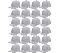 Handepo 24 Pcs Blank Baseball Cap Adjustable Back Strap Plain Blank Camouflage Hat Unisex Baseball Cap for Trucker Men Women, Grey, One Size