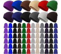 Handepo 300 Pack Winter Beanies Bulk Unisex Thermal Cuffed Skull Caps Warm Assorted Colors Wholesale Knit Hats for Men Women Homeless Cold Weather Colorful