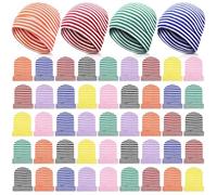 Handepo 50 Pcs Kids Knit Beanie Hat Bulk Windproof Unisex Assorted Color Children Warm Acrylic Cap for Winter Cold Weather, Classic Colors, M