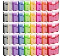 Handepo 50 PCS Plastic Expanding File Folder Bulk - A4 Size Colorful Transparent Large-Capacity Portable Documents Envelopes with Snap Closure for Office, Business, School Supplies - No Dividers