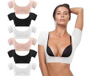 Handepo 6 Pcs Underarm Sweat Vest Breathable Armpit Sweat Proof Shirt Pads for Woman Underarm Protector, White, Black, Nude, Large