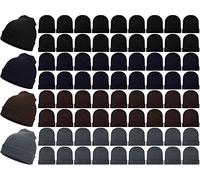Handepo 72 Pack Winter Beanie Bulk Winter Hats Warm Knit Skull Caps Unisex Cold Weather Beanie Hats for Women Men, Mixed Colors, One Size