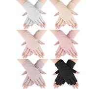 Handepo womens 6 Pairs Sunscreen Fingerless Summer UV Protection Driving Riding Fishing Gloves, Multicolored, Medium, Multicolored, Medium