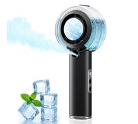 HandFan 5000mAh Portable Turbo Misting Fan, High Speed Handheld Ice Cooling Fan, Spray Water Mist Fans, Mini Hand Fans Rechargeable, 100 levels Adjustable, for Summer Travel Concerts Disney(Black)