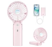 HandFan 5200mAh Handheld Fan 3 Speeds,Portable 180°Foldable Battery Operated Power Bank Function & Desktop & Rechargeable Personal Fan 3-in-1Strong Airflow for Outdoor Camping Stroller