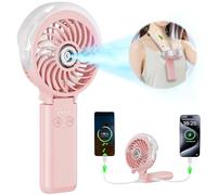 HandFan 5200mAh Handheld Misting Fan with Portable Charger, 34ml Water Tank, Rechargeable PersonalFan, Spray Water Mist Fans, Electric Mini Hand Fans for Beach Travel Outdoors