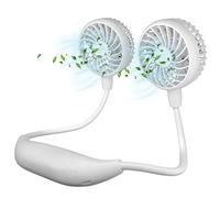 HandFan Upgraded Neck Fan with 5000mAh Rechargeable Battery, 26H Longest Runtime - 6 Speeds Visible Blades Portable Fan, 360° Flex Neck for Park/Game/Travel, Safety Grille & Hair Protection (White)