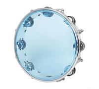 Handheld 10 Inch Tambourine Crafted from Eco Friendly Materials, Perfect for Various Musical Settings (Blue leather)