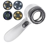 Handheld 30x Magnification Tool with 4 Color LED Light Rechargeable Design for Jewelry Electronic Analysis Multipurpose Magnifier Glass