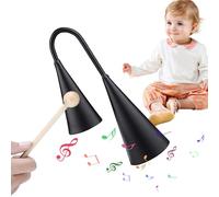 Handheld Agogo Bell, Latin Percussion Instrument, Two-Tone, Wooden Stick Included, Traditional Sound, Perfect For Family Gatherings, Size: 7 Inches, Colour: Natural Wood, 1 Piece