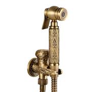 Handheld Bidet Spray Shower Hand Held Bidet Sprayer Douche Toilet Kit Antique Brass Shower Head Gold Copper Valve Set Jet Faucet(Style 9 Antique)
