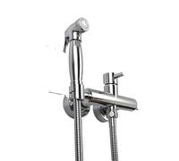 Handheld Bidet Spray Shower Hot & Cold Mixer Toilet Bidet Sprayer Kit. Black & Brushed Gold & Chrome Wall Mounted Faucet Quality Brass Women Flusher(Chrome Bidet Faucet)