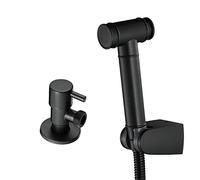 Handheld Bidet Sprayer Diaper Shattaf Douche Complete Set with Hose,Black(Black with Angle Valve)