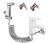 Handheld Bidet Sprayer Dual Function Nozzle Stainless Steel Baby Cloth Diaper Spray Set with Faucet Dispenser Hose Wall Mount Bracket