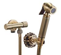 Handheld Bidet Sprayer for Toilet, Antique Bronze Bidet Attachment Set, Brass High Pressure Shower Douche Kit, Wall Mounted Bidet Faucet with Single Cold Angle Valve