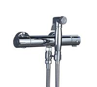 Handheld Bidet Sprayer for Toilet, Bathroom Thermostatic Bidet Shower Set, Wall Mounted Bidet Faucet with Hot and Cold Water, Brass Toilet Bidet Attachment,Chrome