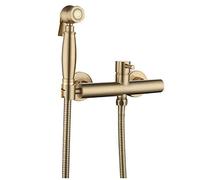 Handheld Bidet Sprayer for Toilet, Brushed Gold Kit Wall Mounted Brass Bathroom Cloth Diaper Set with Hot and Cold Water for Personal Hygiene,15 cm(8.5 cm)