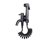 Handheld Bidet Sprayer for Toilet - Brushed Gray Brass Wall-Mounted Cold Water Kit Ideal for Cloth Diapering & Personal Hygiene with PVC Hose