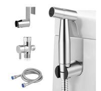 Handheld Bidet Sprayer for Toilet - Muslim Shower Stainless Steel Jet Spray for Toilet Adjustable Pressure Brass T-Valve. Multipurpose Bathroom Bidet for Personal Hygiene Baby & Pet Wash Feminine Care
