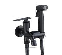 Handheld Bidet Sprayer Kit 1 in 2 Out Two Way Water Tap Bathroom Faucet with Bidet Spray Holder G1/2 Interface Hose Toilet Faucets Accessories(Black)